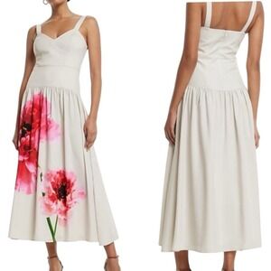 Express‎ Floral Corset V-Neck Midi Dress Size 6